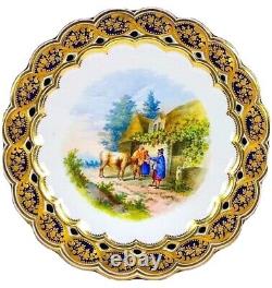 Coalport Plate Countryside Cattle Farmer Circa 1870