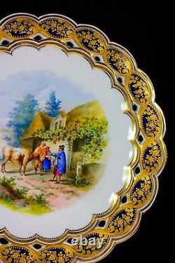 Coalport Plate Countryside Cattle Farmer Circa 1870