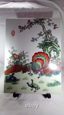 Colourful Enamelled Painted Chinese Famille Rose Porcelain Plaque