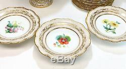 Continental Porcelain Hand Painted Dessert Service for 10. Floral and Gilt