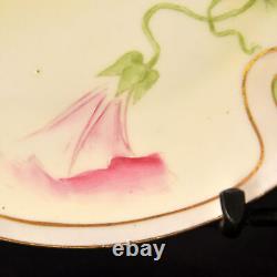 Coronet Limoges Plate Hand Painted by Albert Pink Morning Glory withGold 1906-1913
