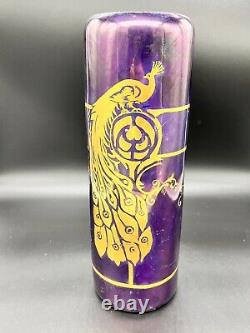 Count Thun / Vienna Austria Hand Painted Art Nouveau Gold Peacock Purple Vase