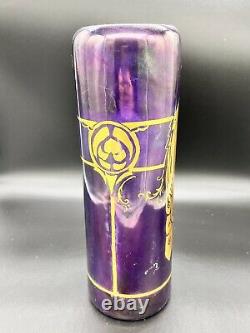 Count Thun / Vienna Austria Hand Painted Art Nouveau Gold Peacock Purple Vase