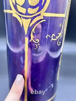 Count Thun / Vienna Austria Hand Painted Art Nouveau Gold Peacock Purple Vase