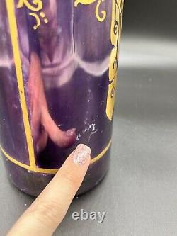 Count Thun / Vienna Austria Hand Painted Art Nouveau Gold Peacock Purple Vase