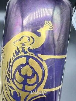 Count Thun / Vienna Austria Hand Painted Art Nouveau Gold Peacock Purple Vase