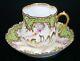 Dresden Lamm Hand Painted Gold Green Porcelain Cup And Saucer Gorgeous