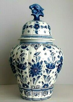 Delft XL Lidded Vase 17.7 Inches Ginger Jar Hand Painted