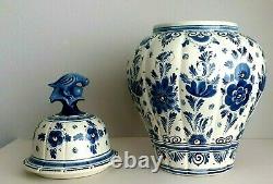 Delft XL Lidded Vase 17.7 Inches Ginger Jar Hand Painted