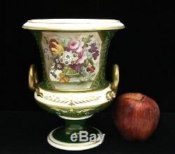Derby Porcelain Campana Vase c 1820 with Exquisite Hand Painted Floral Bouquet