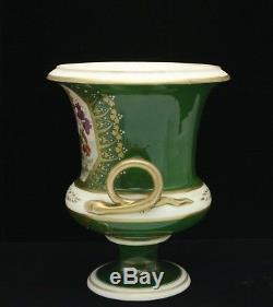 Derby Porcelain Campana Vase c 1820 with Exquisite Hand Painted Floral Bouquet
