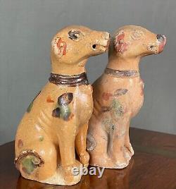 Diana Cargo c1816 Shipwreck Pair of Chinese Porcelain Seated Hound Figurines