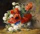 Dream-art Oil Painting Still Life Flowers Poppies In Porcelain Vase On Canvas