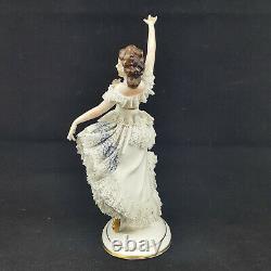 Dresden Figurine Lace Ballerina Dancing Girl damaged