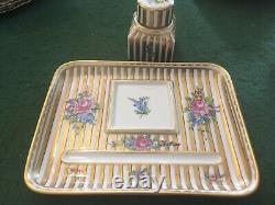 Dresden Porcelain Hand Painted Carl Thieme Desk Inkwell Pen Tray