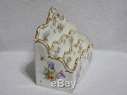 Dresden Porcelain Hand Painted Three Section/Tier Letter Holder/Rack