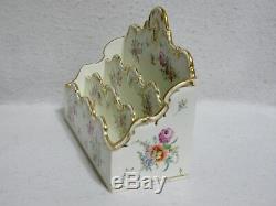 Dresden Porcelain Hand Painted Three Section/Tier Letter Holder/Rack