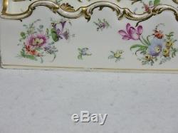 Dresden Porcelain Hand Painted Three Section/Tier Letter Holder/Rack