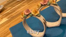 Dresden Porcelain Napkin Rings Hand-Painted Floral, c. Early 20th Century