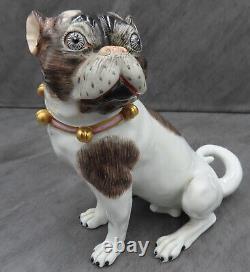 Dresden Pug Saxony Hand Painted Porcelain Dog Figurine Carl Thieme Model