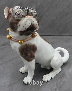 Dresden Pug Saxony Hand Painted Porcelain Dog Figurine Carl Thieme Model