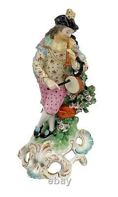 EARLY DERBY PORCELAIN FIGURE OF A PIPER, Patch period, circa 1765