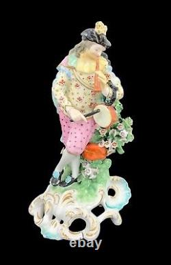 EARLY DERBY PORCELAIN FIGURE OF A PIPER, Patch period, circa 1765