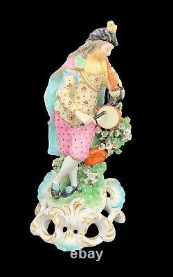 EARLY DERBY PORCELAIN FIGURE OF A PIPER, Patch period, circa 1765