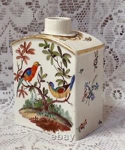 Early 18th Century Meissen Tea Caddy, Hand Painted Exotic Birds C1700s