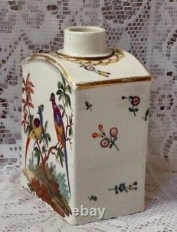 Early 18th Century Meissen Tea Caddy, Hand Painted Exotic Birds C1700s