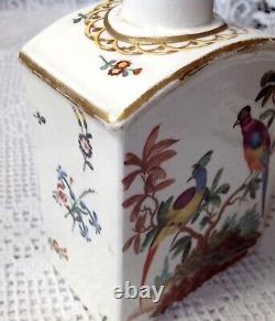 Early 18th Century Meissen Tea Caddy, Hand Painted Exotic Birds C1700s