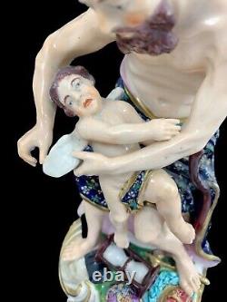 Early Derby Porcelain Group Depicting Father Time Clipping The Wings Of Cupid
