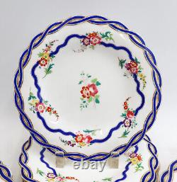 English Hand Painted Porcelain Dessert Service for 5 Pink Florals 1861