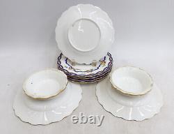 English Hand Painted Porcelain Dessert Service for 5 Pink Florals 1861