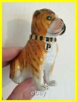 English Porcelain Bulldog Pepper, Circa 1870, Hand Painted