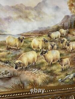 Ex royal worcester artist hand painted sheep framed wall plaque david fuller
