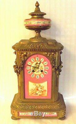 Excellent 19th Century Ph. Mourey French Hand Painted Porcelain Mantle Clock