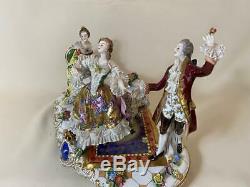 Excellent large hand painted Volkstedt Dresden Porcelain Musical Scene group