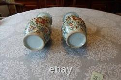 Exceptional 19th Cent. Chinese Porcelain Famille Verte Pair Vases Urns (484)