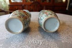 Exceptional 19th Cent. Chinese Porcelain Famille Verte Pair Vases Urns (484)