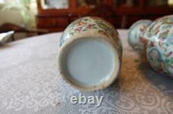 Exceptional 19th Cent. Chinese Porcelain Famille Verte Pair Vases Urns (484)