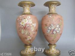 Exquisite 19th Century Doulton Burslem Hand Painted Pair Of Vases Signed