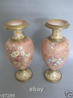 Exquisite 19th Century Doulton Burslem Hand Painted Pair Of Vases Signed