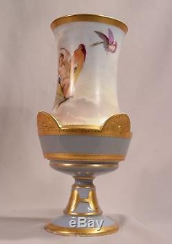 Exquisite Antique French Porcelain Vase Hand Painted with a Cherub & Butterflies