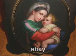 Exquisite Antique signed KPM Madonna with child oval porcelain hand painted plaque