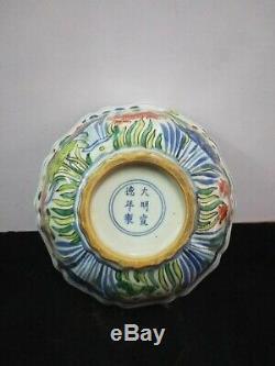 Exquisite Chinese Antiques Porcelain Landscape Bowl Hand-carved Marks XuanDe