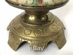 Famille Rose Antique Chinese Hand Painted Porcelain Brass Table Lamp