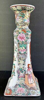 Famille Rose Candlesticks Flowers People Chinese Hand Painted Porcelain