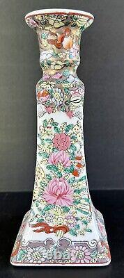 Famille Rose Candlesticks Flowers People Chinese Hand Painted Porcelain