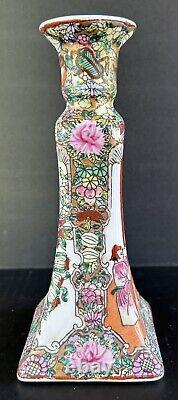 Famille Rose Candlesticks Flowers People Chinese Hand Painted Porcelain